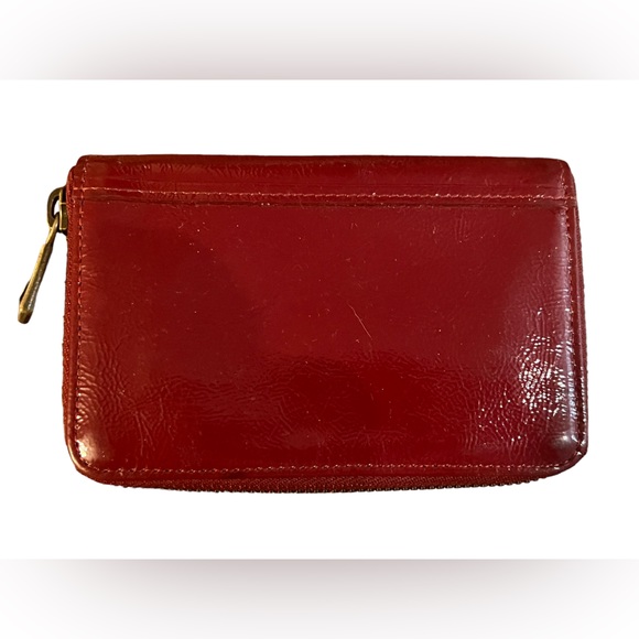 Longchamp Leather Wristlet Wallet Dark Red Zipper Closure 5 X 3 1/2 Inches - Picture 2 of 8